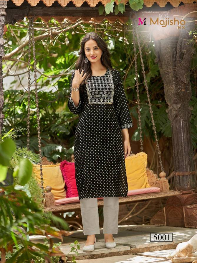 Majisha Nx Poshak 5 Rayon Fancy Exclusive Wear Designer Kurti Collection